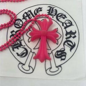 NEW Chrome Hearts FNO Pink Rubber CH Cross Limited Edition Necklace